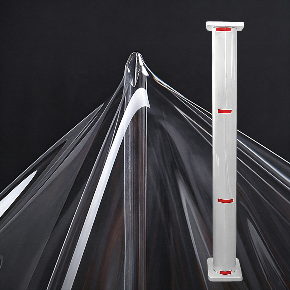 Transparent paint protection film unrolled to show its clear material